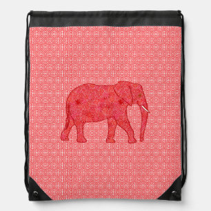 Flower elephant - red and white messenger bag