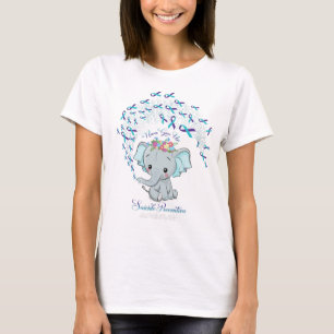 Flower Elephant Suicide Prevention Never Give Up T-Shirt