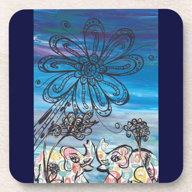 Flower Elephants Drink Coaster (Front)
