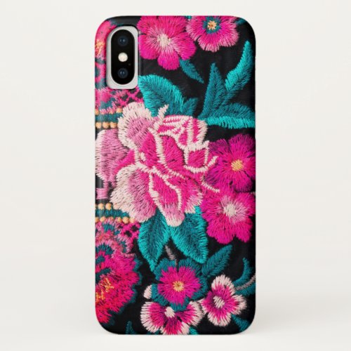 Flower Embroidery tapestry look bohemian  iPhone XS Case