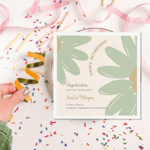 Flower Employee Staff Happy Retirement Party Napkins