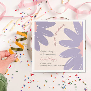 Flower Employee Staff Happy Retirement Party Napkins