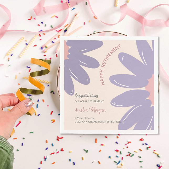 Flower Employee Staff Happy Retirement Party Napkins (Flower Employee Staff Happy Retirement Party Napkins)