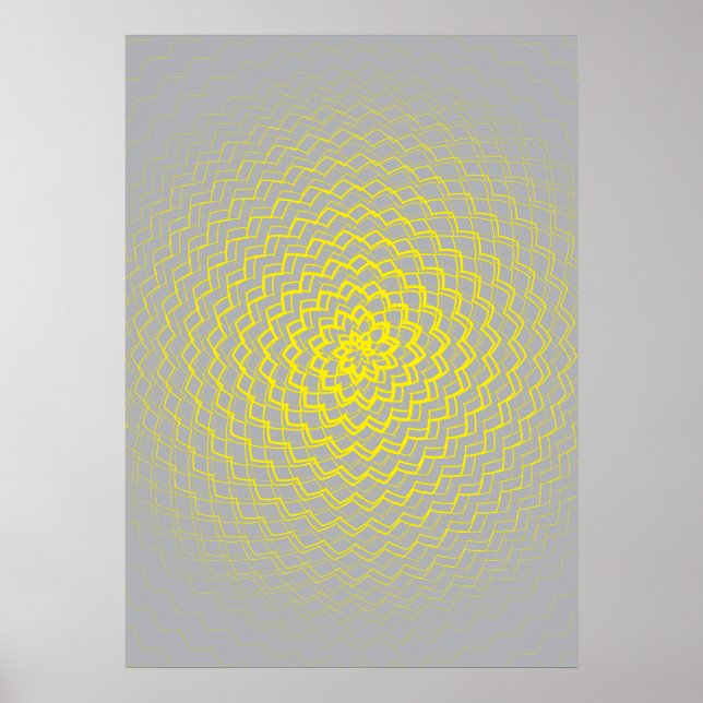 Flower Energy Pattern yellow gray Poster (Front)