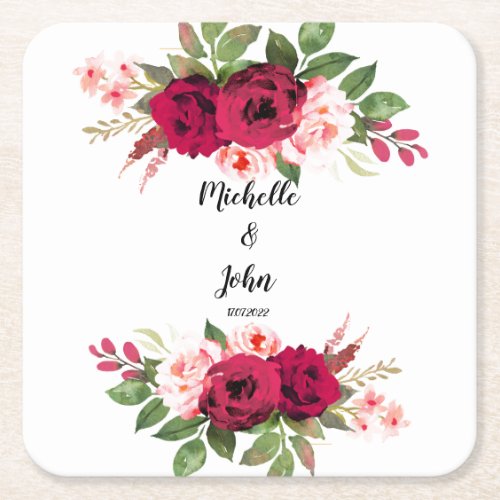 Flower Eucalyptus  Greenery    Gift Tags Square Paper Coaster