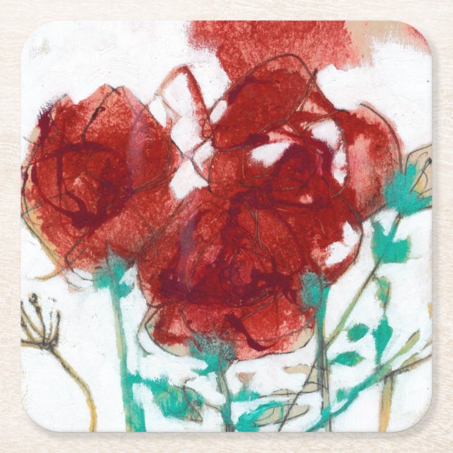 Flower Expression I Square Paper Coaster (Front)