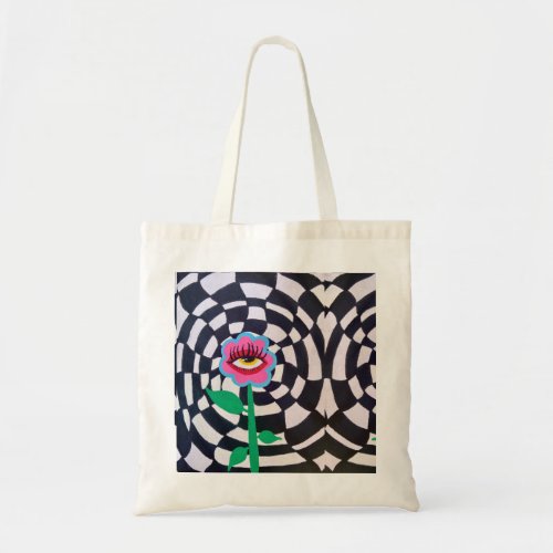 Flower Eye Illusion Abstract Art Work Tote Bag