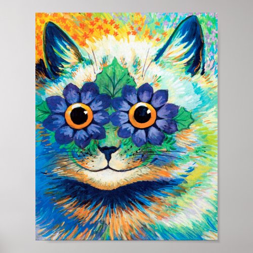 Flower Eyes Cat Louis Wain Poster
