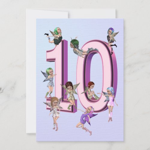 Flower fairies 10th Birthday Party invitation