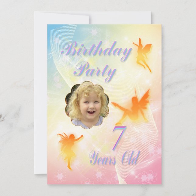 Flower fairies 7th Birthday Party invitation (Front)
