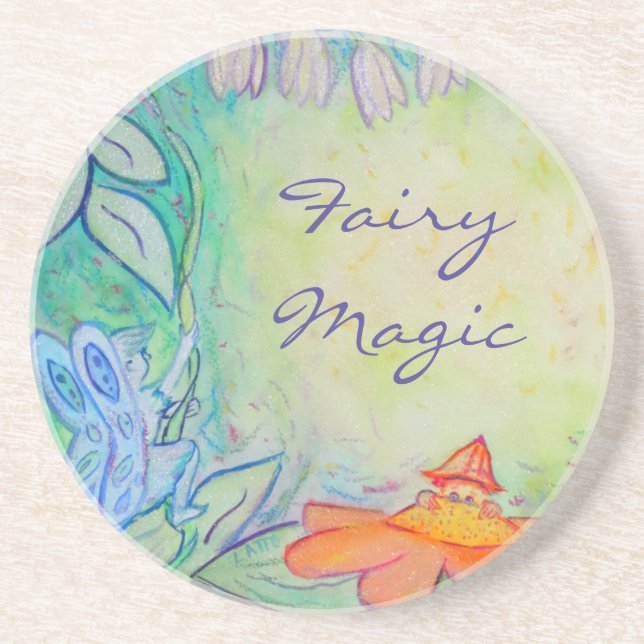 Flower Fairies Garden Art Custom Drink Coasters (Front)