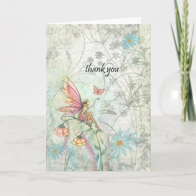 Flower Fairy and Butterfly Thank You Card (Front)