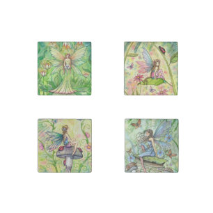 Flower Fairy Art Set of 4 Magnets Fantasy Artwork