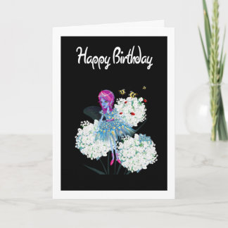 Flower Fairy Birthday Card - Add own greeting
