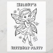 Flower fairy birthday party coloring activity  (Front)
