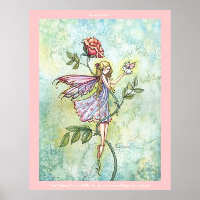 Flower Fairy Bunny  Poster Print (Front)