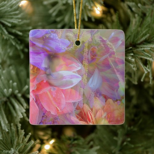 Flower Fairy Double Exposure Fantasy Art Ceramic Ornament