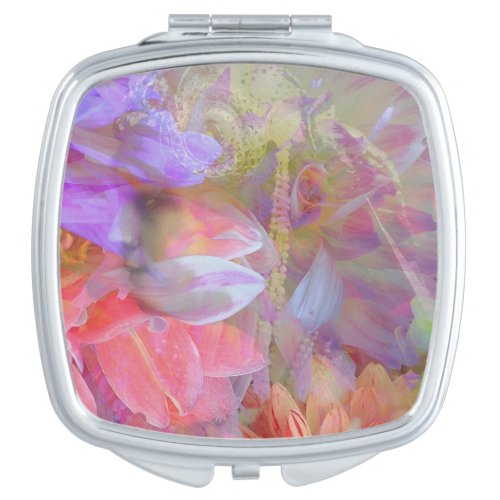 Flower Fairy Double Exposure Fantasy Art Compact Mirror