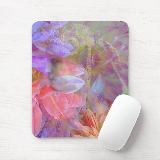 Flower Fairy Double Exposure Fantasy Art Mouse Pad (With Mouse)