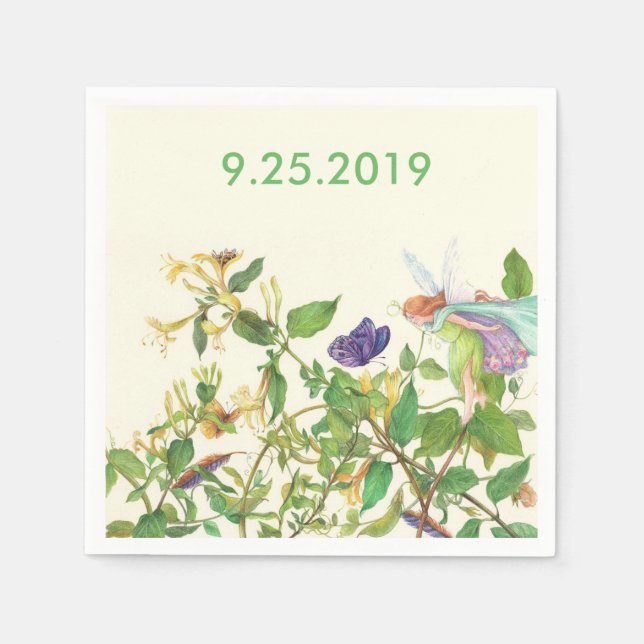 Flower Fairy Ethereal Watercolor Custom Paper Napkins (Front)
