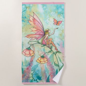 Flower Fairy Fantasy Art Beach Towel by robmolily at Zazzle