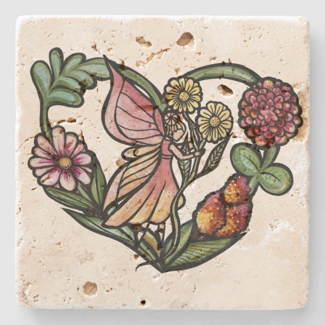 Flower Fairy Garden Fairies                        Stone Coaster (Front)