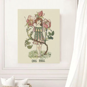 Flower Fairy Garden Faux Wrapped Canvas Print