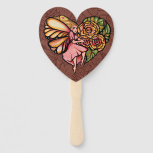 Flower Fairy Garden Heart Flowers Fairies Hand Fan