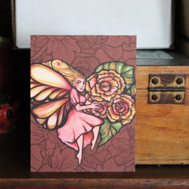 Flower Fairy Garden Heart Flowers Fairies          Holiday Postcard (Creator Uploaded)