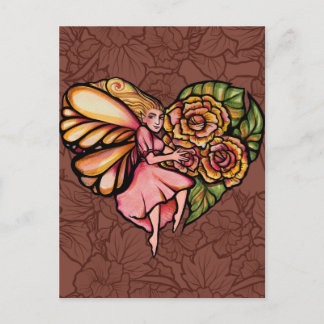 Flower Fairy Garden Heart Flowers Fairies          Postcard