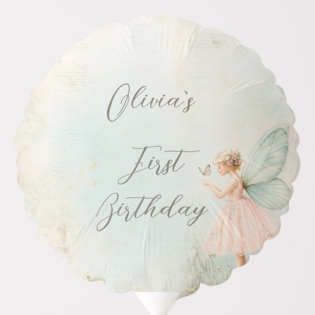 Flower fairy girl Birthday Balloon (Front)