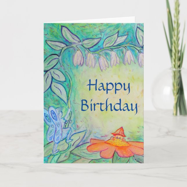 Flower Fairy Happy Birthday Greeting Card (Front)