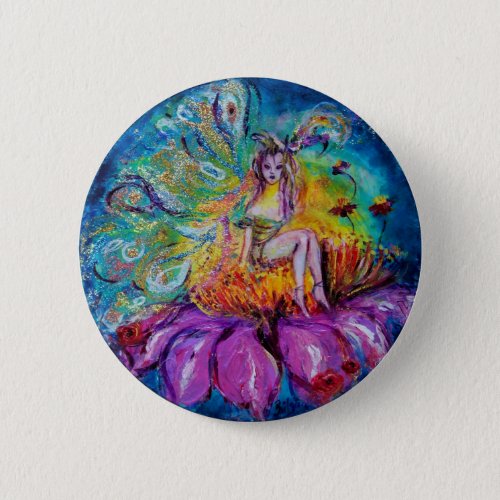 FLOWER FAIRY IN THE NIGHT Fantasy Button