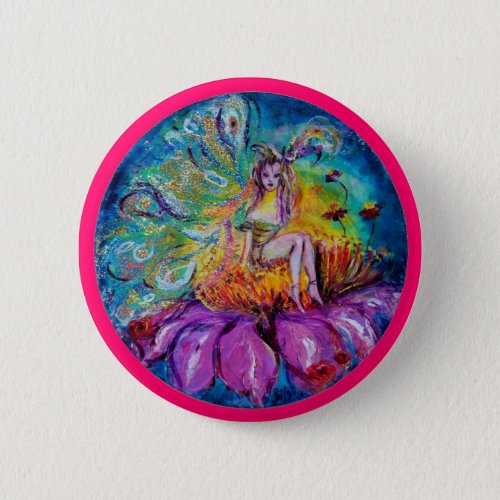 FLOWER FAIRY IN THE NIGHT Fantasy Button