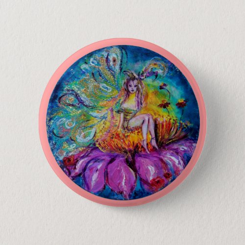 FLOWER FAIRY IN THE NIGHT Fantasy Button