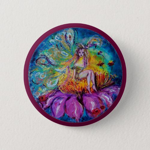 FLOWER FAIRY IN THE NIGHT Fantasy Pinback Button