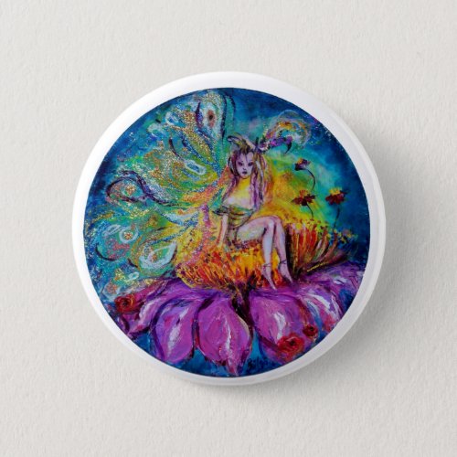 FLOWER FAIRY IN THE NIGHT Fantasy Pinback Button