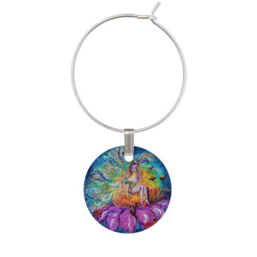 FLOWER FAIRY IN THE NIGHT Red Yellow Wine Glass Charm
