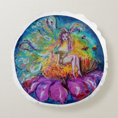 FLOWER FAIRY IN THE NIGHT ROUND PILLOW