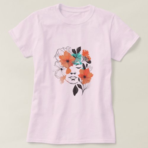 Flower fairy Line art drawing Woman Tshirt