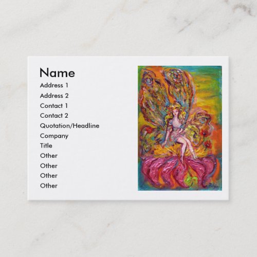 FLOWER FAIRY ON THE PINK IRIS fantasy Business Card