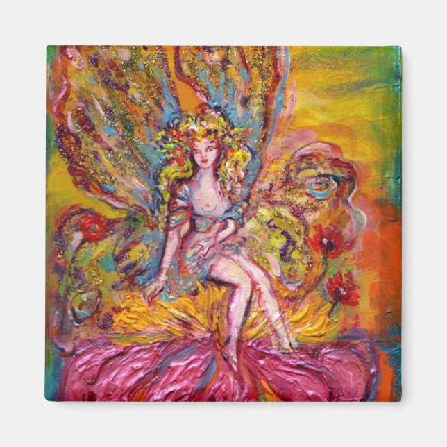 FLOWER FAIRY ON THE PINK IRIS fantasy Magnet (Front)