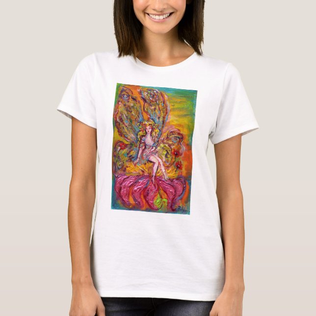 FLOWER FAIRY ON THE PINK IRIS fantasy T-Shirt (Front)