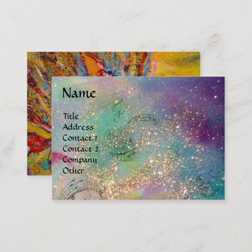 FLOWER FAIRY PINK IRIS Fantasy Blue Gold Sparkles Business Card