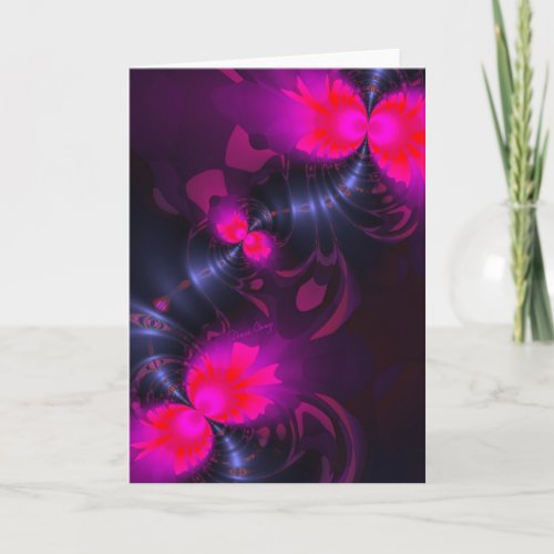 Flower Fairy — Rose and Magenta Ribbons Vertical Holiday Card