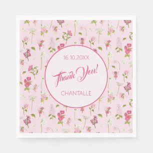 Flower Fairy Thank You Name Date  Napkins