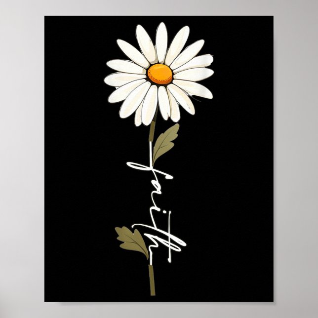 Flower Faith God Cursive Writing Jesus Cross Art O Poster (Front)