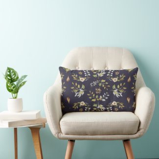 Flower Fall Seamless Cream, Sage, Navy Blue