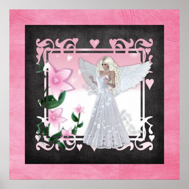 Flower Fantasy Angel Design Poster Print (Front)