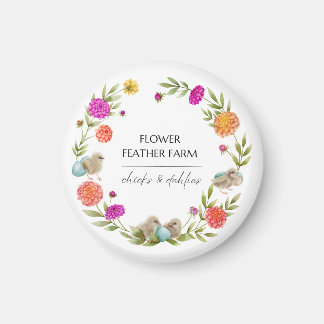 Flower Feather Farm 2¼ Inch Circle Magnet